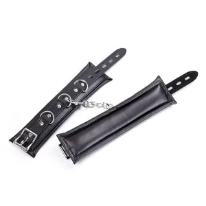 2476MQ      Padded Lined Locking Black Wrist Cuffs - MEGA Deal