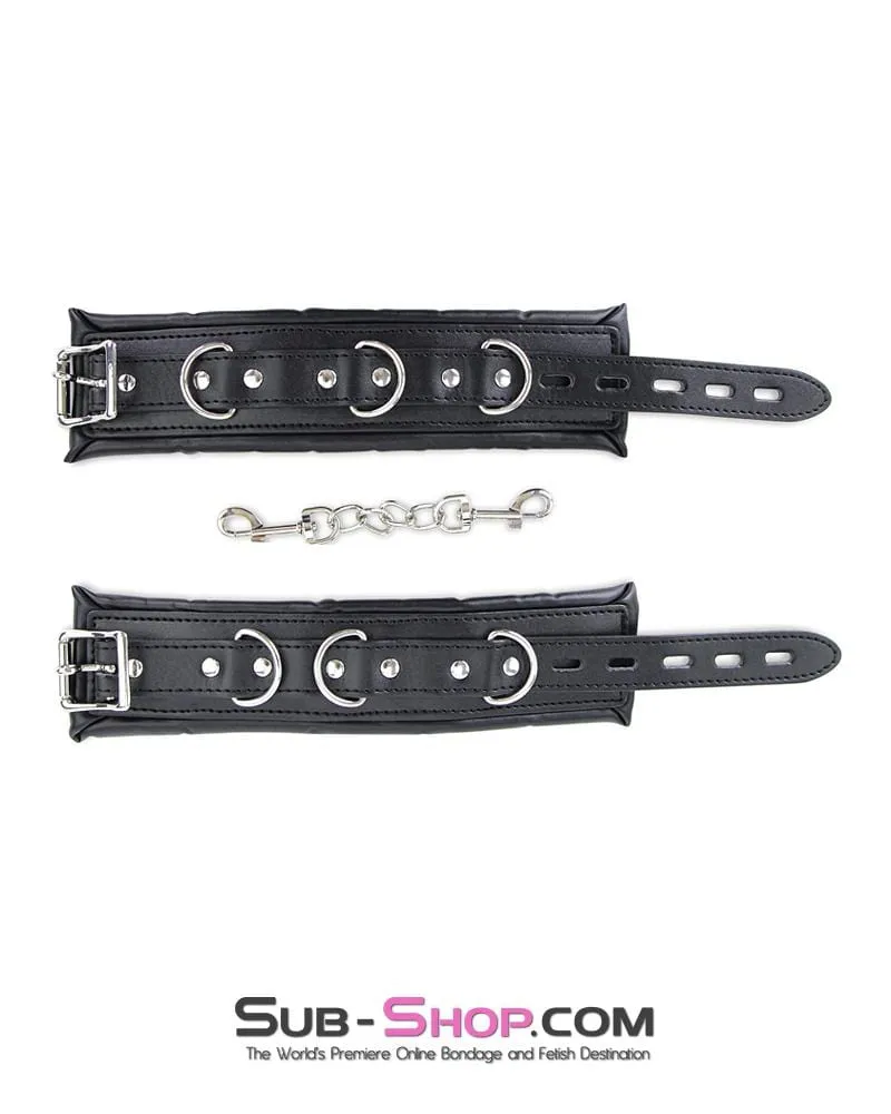 2476MQ      Padded Lined Locking Black Wrist Cuffs - MEGA Deal