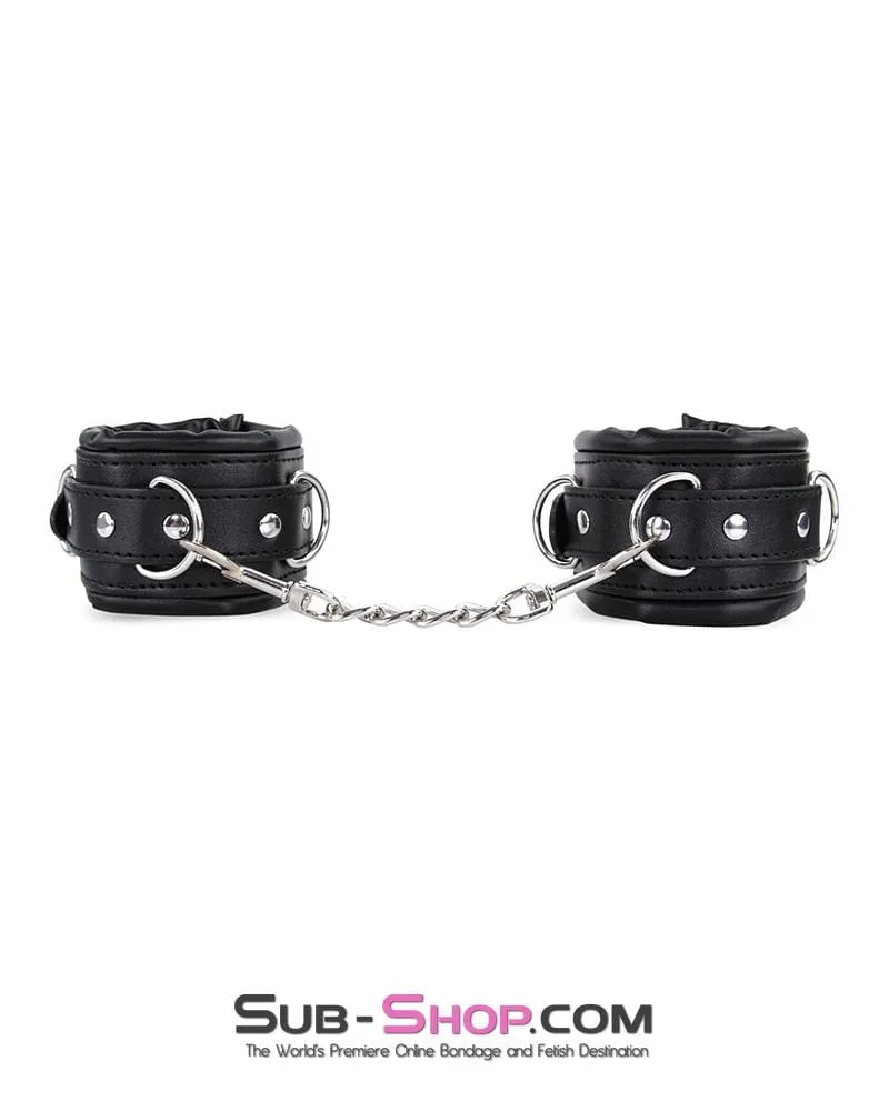 2476MQ      Padded Lined Locking Black Wrist Cuffs - MEGA Deal