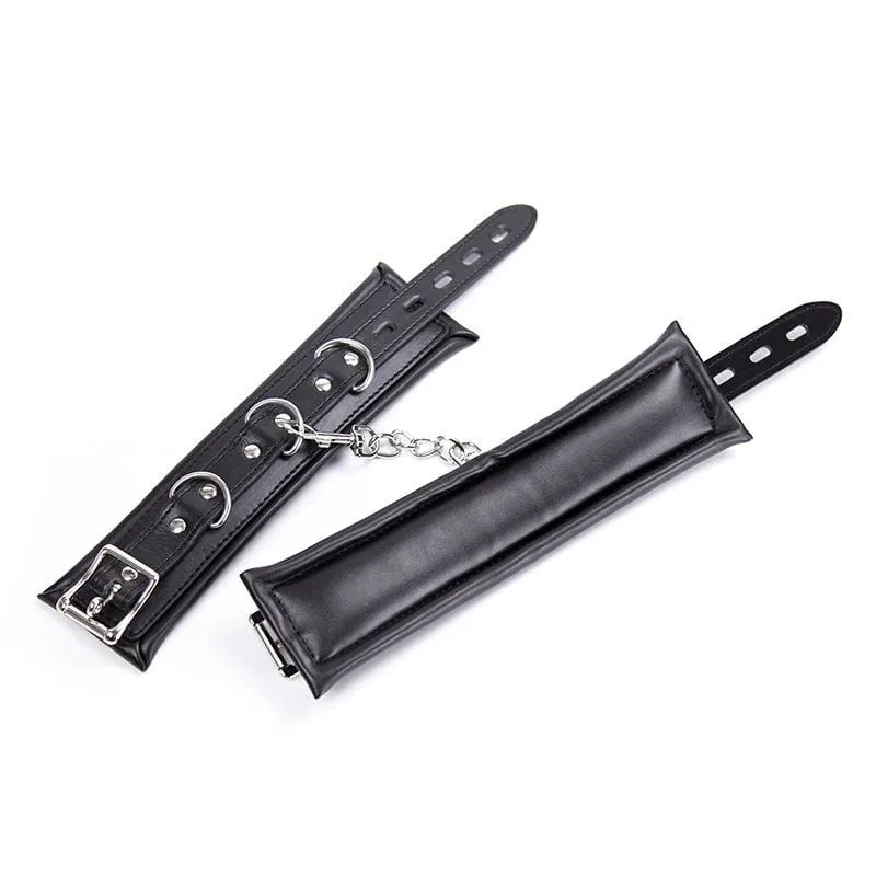 2476MQ      Padded Lined Locking Black Wrist Cuffs - MEGA Deal