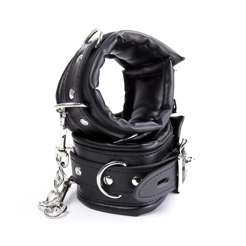 2476MQ      Padded Lined Locking Black Wrist Cuffs - MEGA Deal