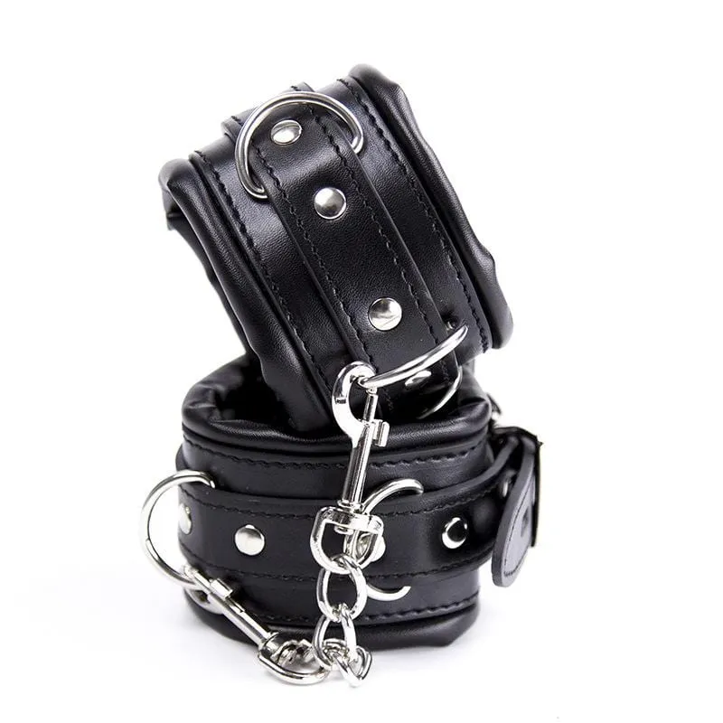 2476MQ      Padded Lined Locking Black Wrist Cuffs - MEGA Deal