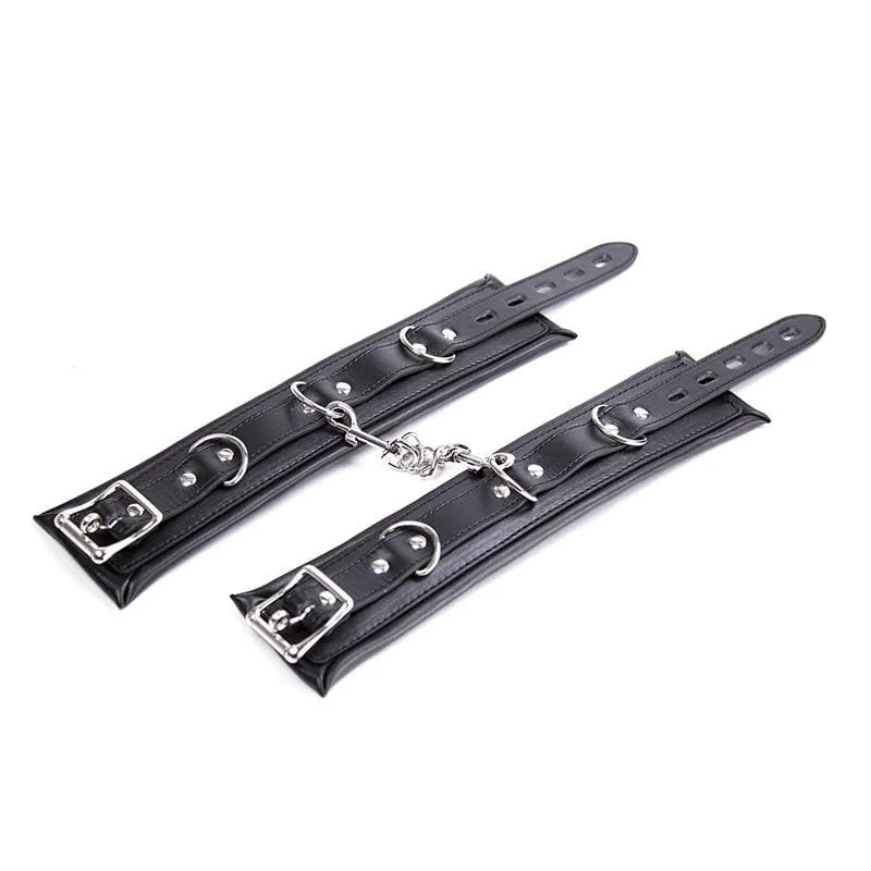 2476MQ      Padded Lined Locking Black Wrist Cuffs - MEGA Deal