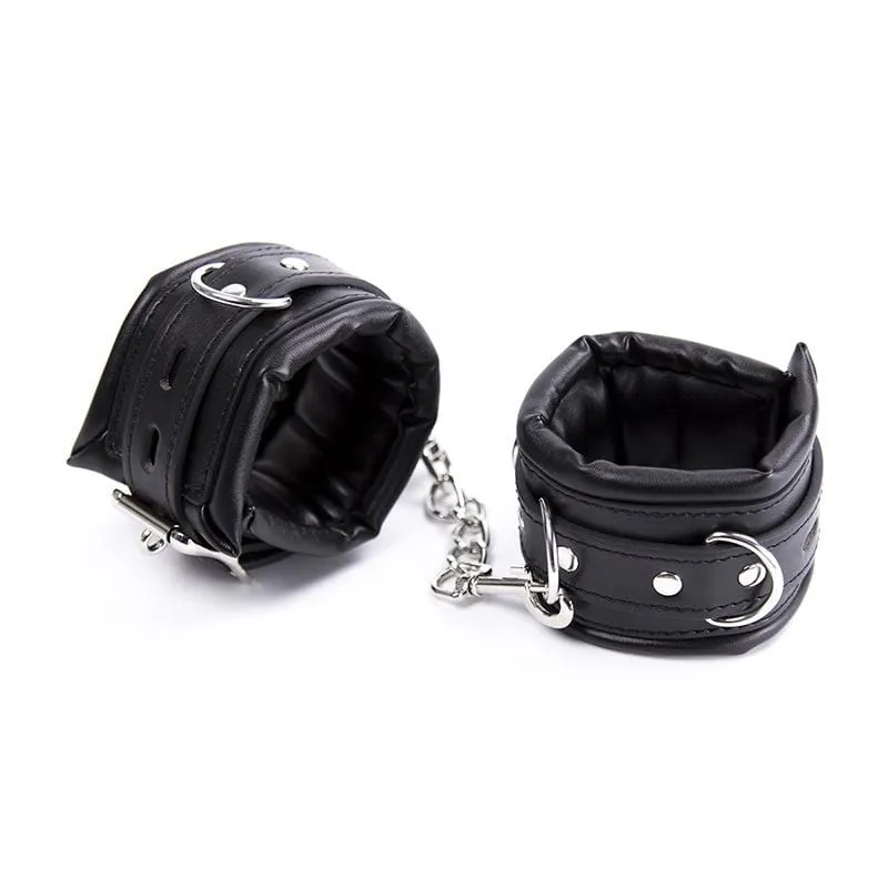 2476MQ      Padded Lined Locking Black Wrist Cuffs - MEGA Deal