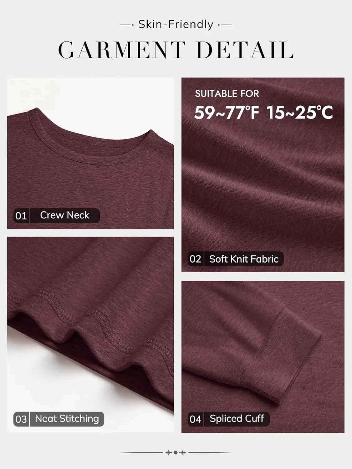 ATHMILE Women's Long Sleeve Shirts Casual Loose Fit Tees Solid Color Oversized Basic Tops Business Casual Outfits