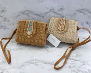 Beaded Wicker Handbag
