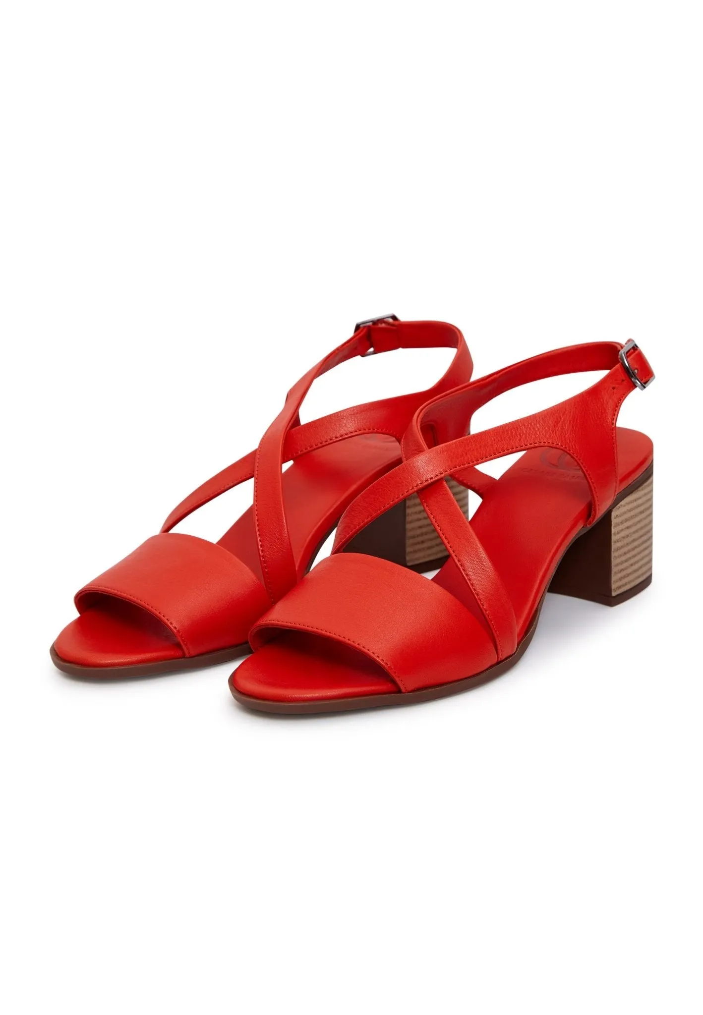 Casual Block Heel Sandals - Red