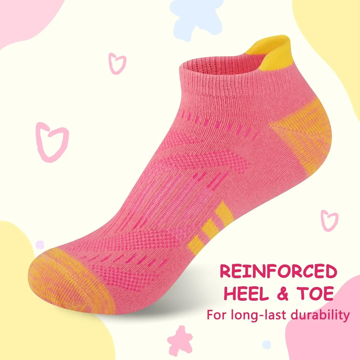 Comfoex 12 Pairs Girls Athletic Ankle Socks for 4-6 6-8 8-10 Years Old - Cotton Short Socks for Little Big Kids