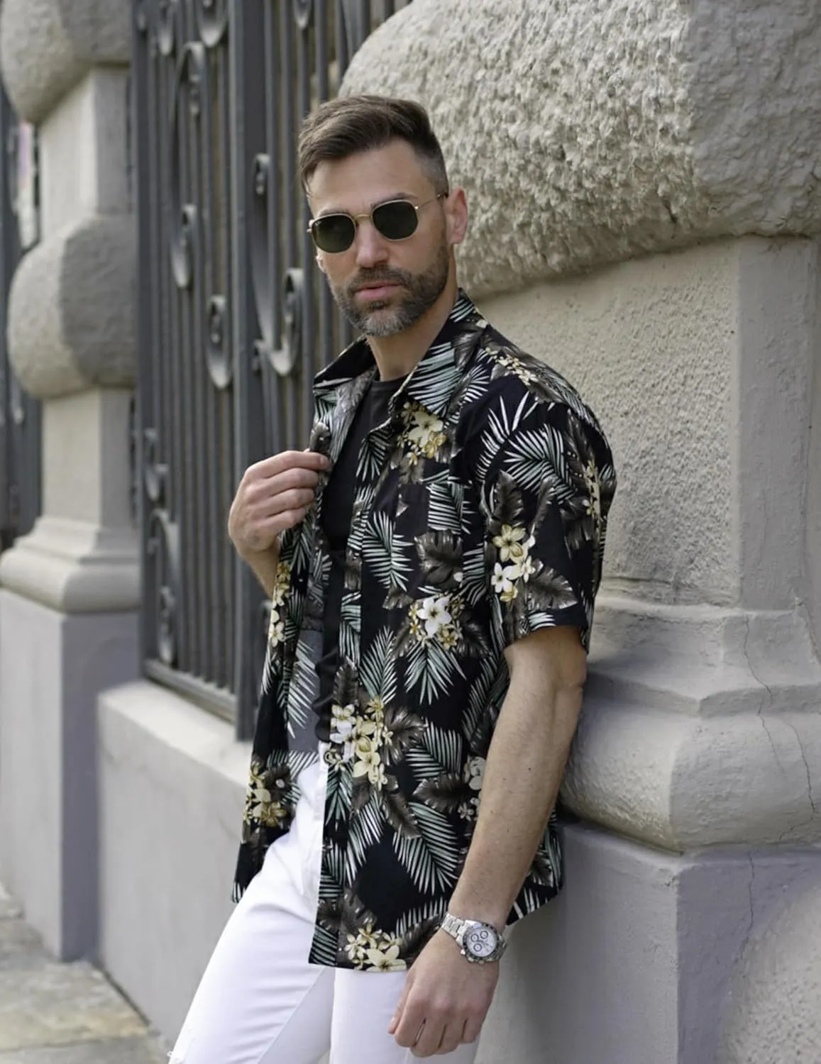 COOFANDY Mens Hawaiian Shirts Short Sleeve Casual Button Down Tropical Beach Shirt