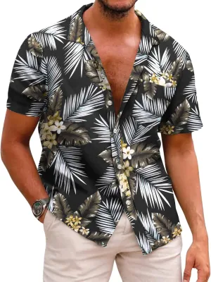 COOFANDY Mens Hawaiian Shirts Short Sleeve Casual Button Down Tropical Beach Shirt