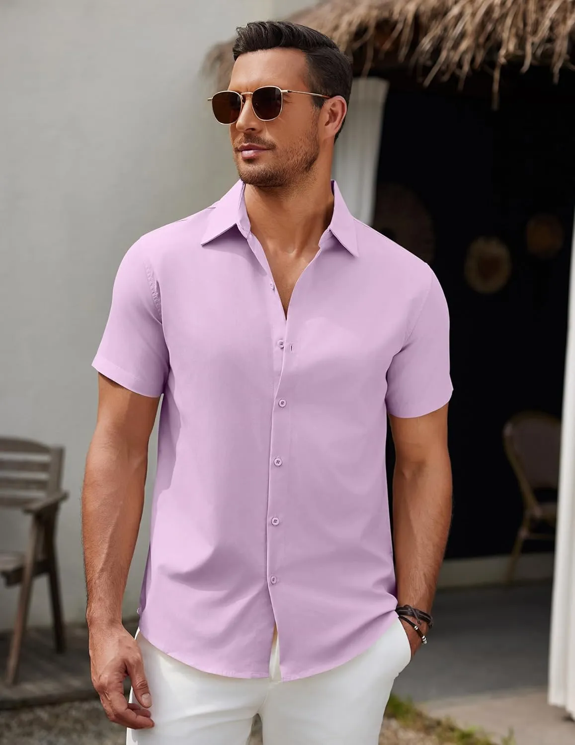 COOFANDY Men's Short Sleeve Button Down Casual Shirts for Men Summer Untucked Shirts