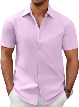 COOFANDY Men's Short Sleeve Button Down Casual Shirts for Men Summer Untucked Shirts