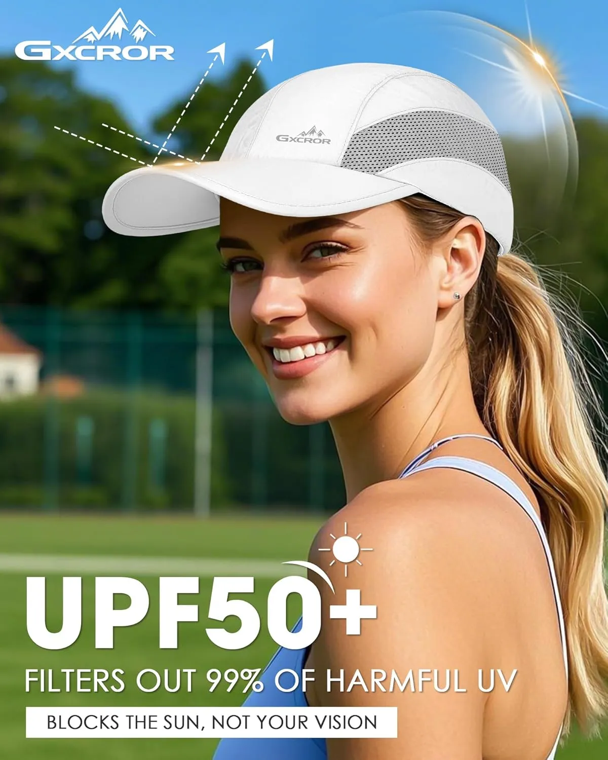 GXCROR Running Hat for Men Women Quick-Dry Baseball Cap UPF50  with Breathable Mesh, Adjustable Hook & Loop for Outdoor