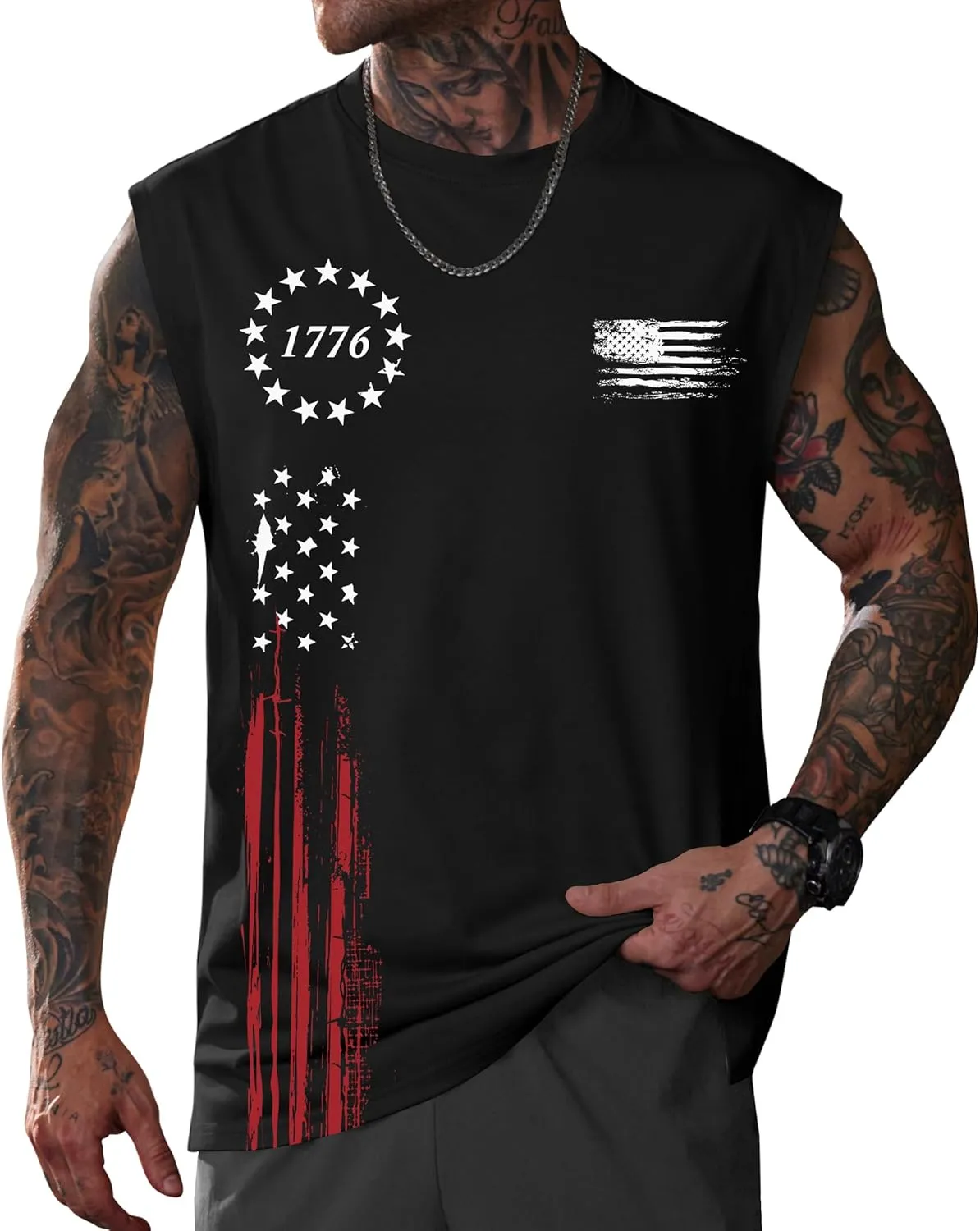 Men Graphic Muscle Tank Top Gym Workout Summer Casual Sleeveless Shirts (S-XXL)