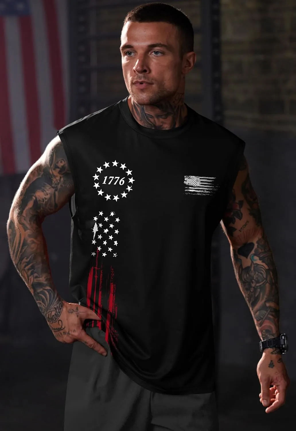 Men Graphic Muscle Tank Top Gym Workout Summer Casual Sleeveless Shirts (S-XXL)