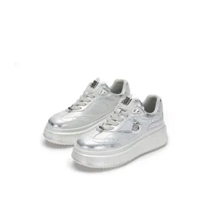Vintage Rubbed Color Coin Thick Sole Derby Shoes Silvery