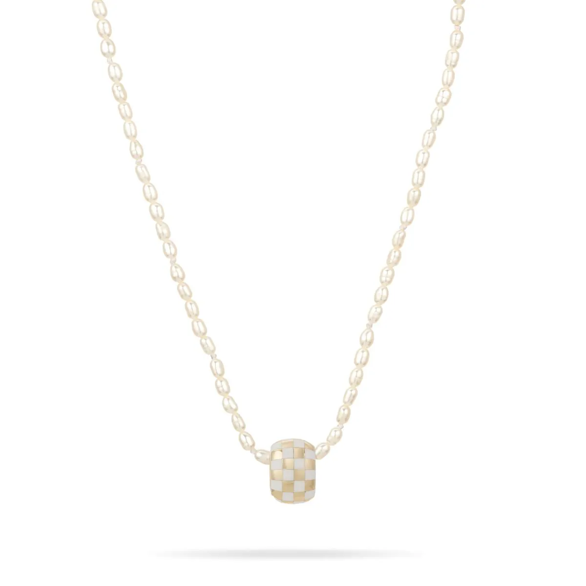 White Ceramic Checkerboard Big Bead